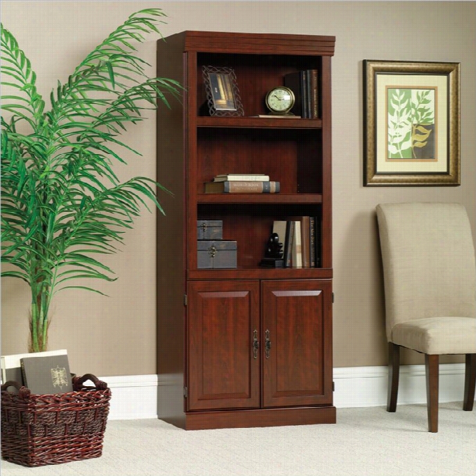 Sauder Heritage Hill 3 Shelf Wo0d Bookcase In Classic Cherry