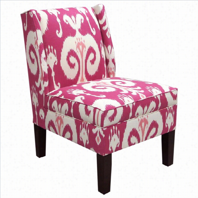 Skyline Fuurniture Cotton Wingback Slipper Chair In Red Floral Pattern