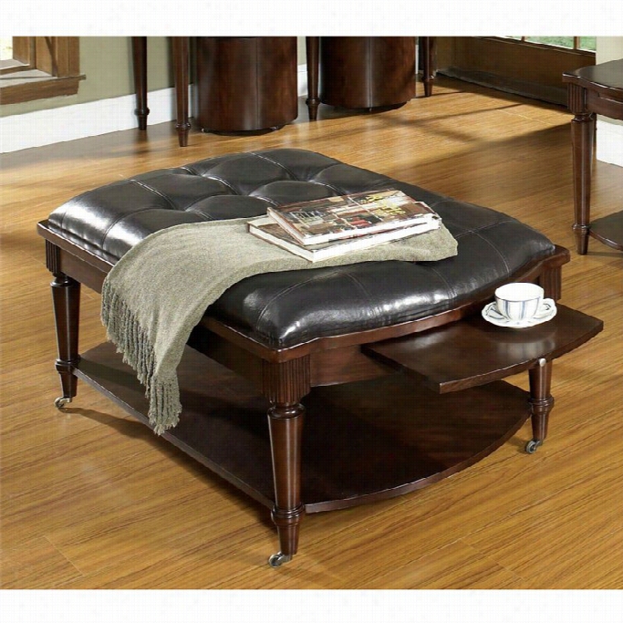 Somerton Morgan Leathet Coffee Table With Cushion In Deep Broown