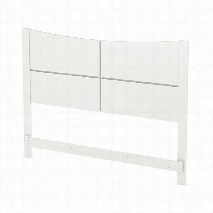 South Shore Step On Equeen Panel Headboard In White