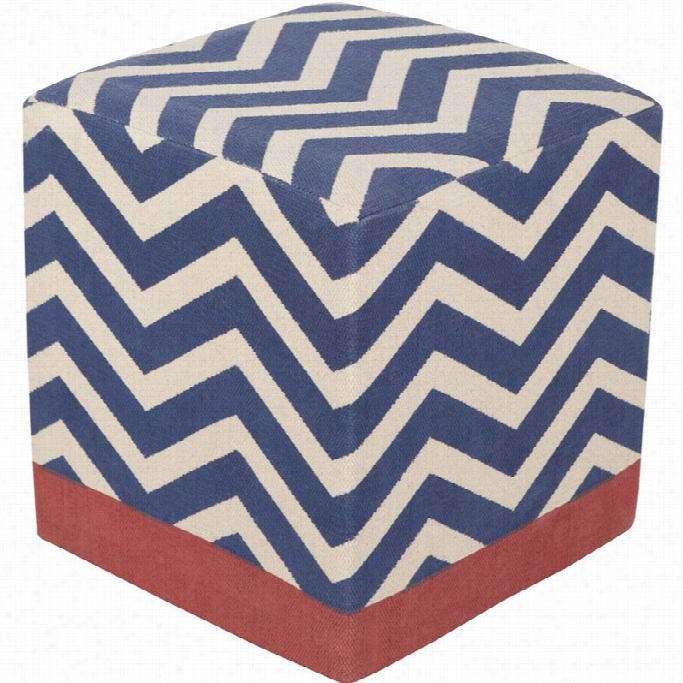 Surya Millie Cotton Cube Pouf Ottoman In Cobalt