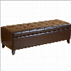 Trent Home Guadaloupe Leather Ottoman Storage Bench in Brown