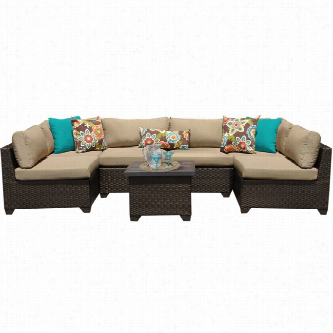 Tkc Belle 7 Piece Outdoor Wicker Sofa Set In Wheat