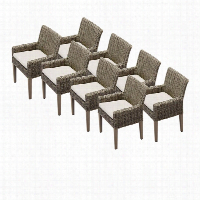 Tkc Cae Cod Wicker Patioarm Dining Chairs In Beige (set Of 8)