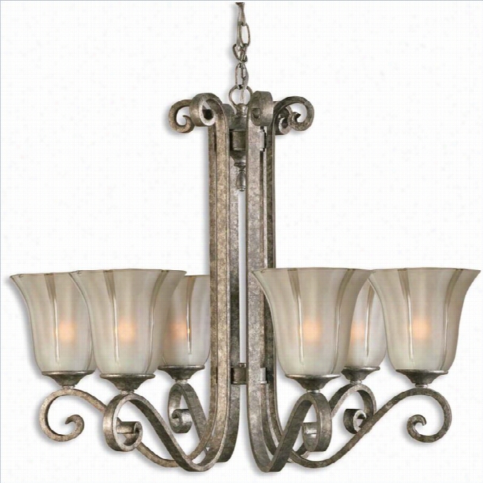 Uttermost Lyon6  Light Chandelier In Antiqued Si Lver