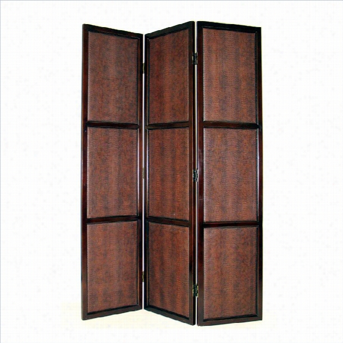 Wayborn 3 Array Leather Room Divider In Dark Rown