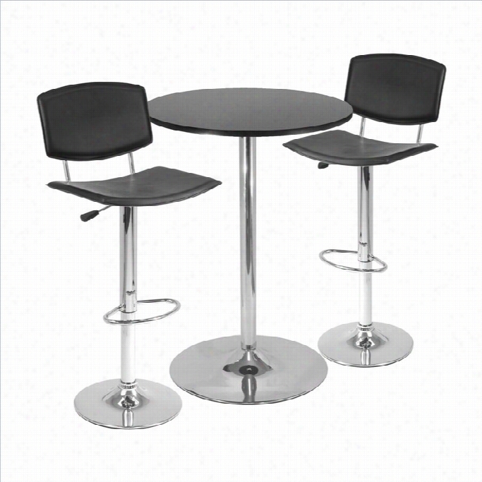 Winsome Image 3 Piece Bar Heigbt Pub Table Set In Black