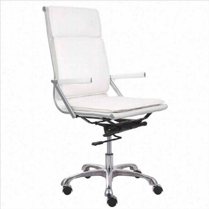 Zuo Lider Plus Modern Leatherette High Back Office Chair In White