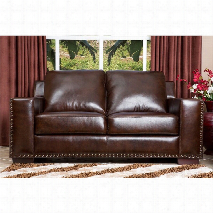 Abbyson Livin G  Beverly Leather Loveseat In Browm