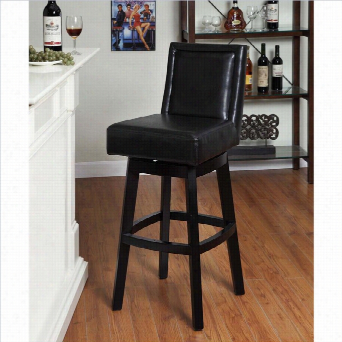 Arjen Living Wayne 26 Bicast Leather Swivel Bar Stool In Black