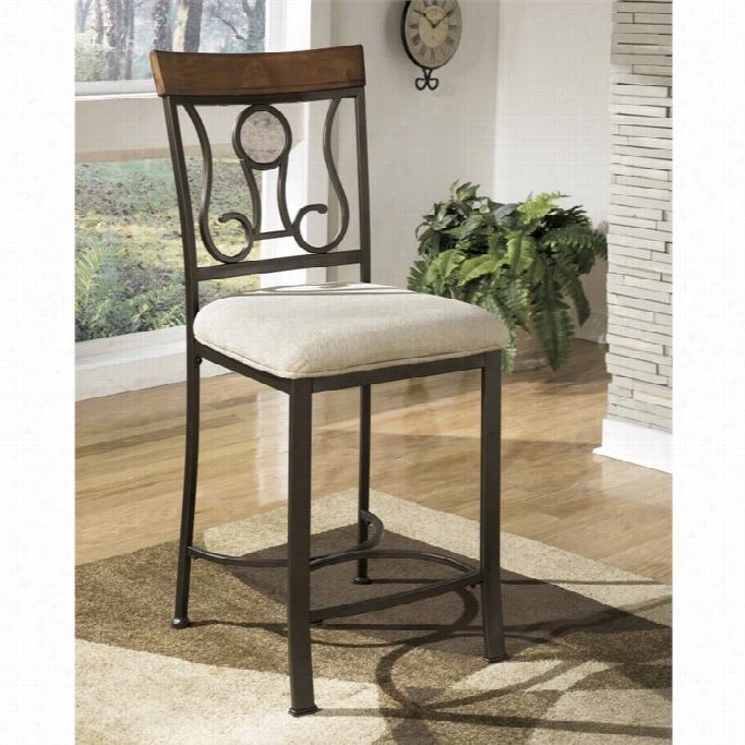 Ashley Hopstand Uhpolsetred 25 Counetr Stool In Brown