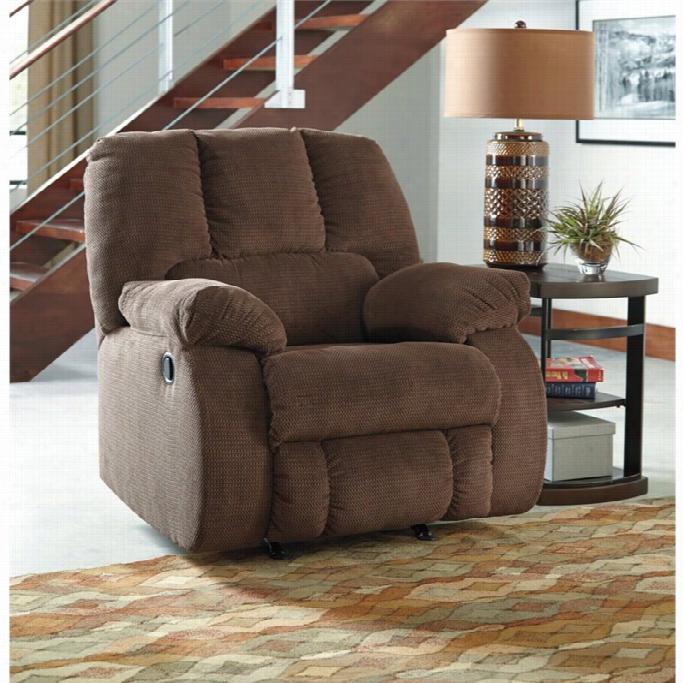 Ashley Roan Fabric Rocker Recliner In Cocoa