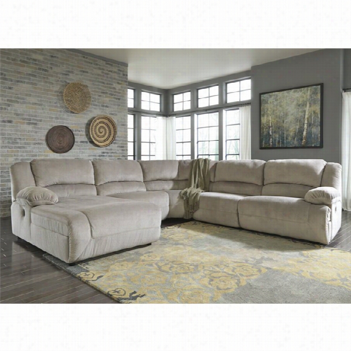 Ashley Toletta 5 Piece Left Chaise Reclining Sectional In Granite