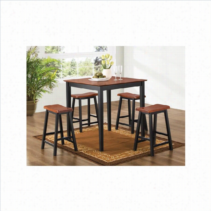 Coa Ster Yaets 5 Piece Counter Heigt Dining Set  N Oak And Black