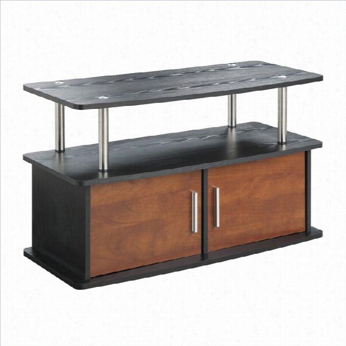 Convenience Concepts Designs2gi 36 2 Door Deluxe Tv Stand With Cabinets In Cherry