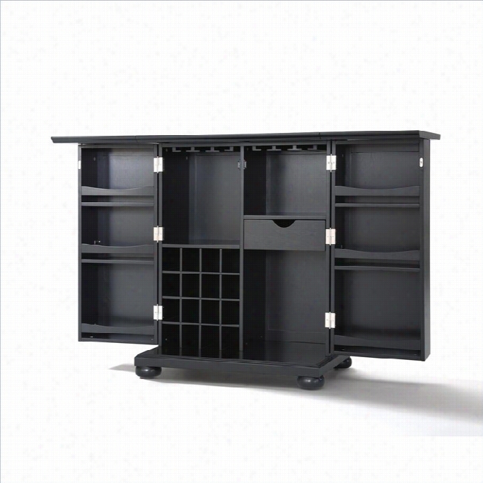 Crosley Furniture Alexandria Expandable Home Bar Cabinet In Black Finish