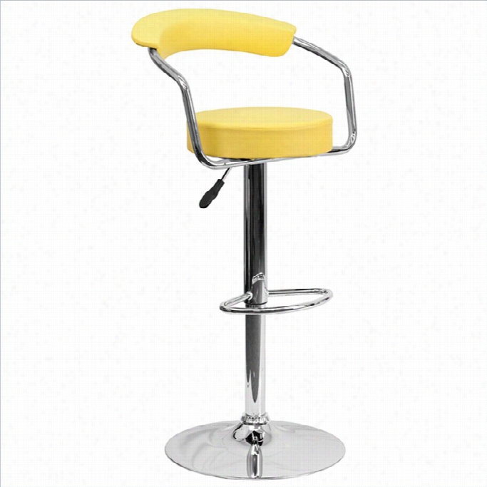 Flash Furniure 25 To 33 Adjustable Bar Stool With Arms In Yellow