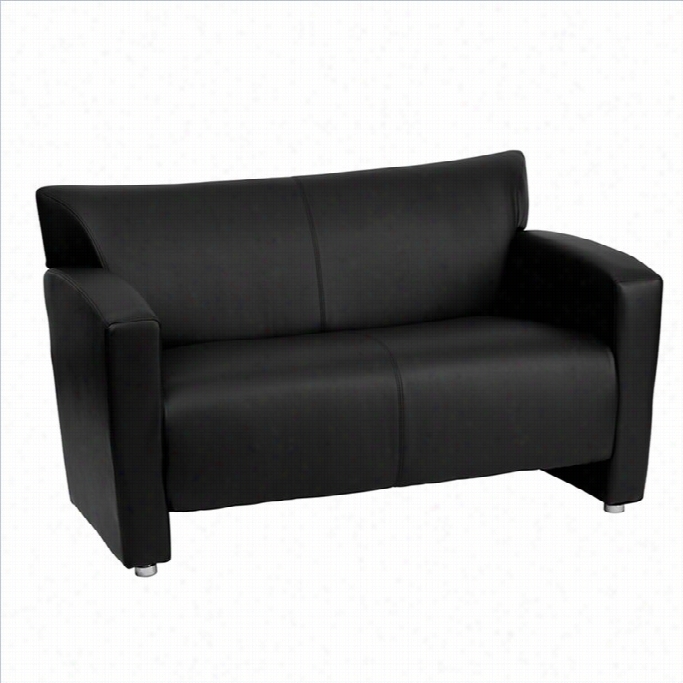 Flah Furniture Hercules Majesfy Leather Love Seat In Black