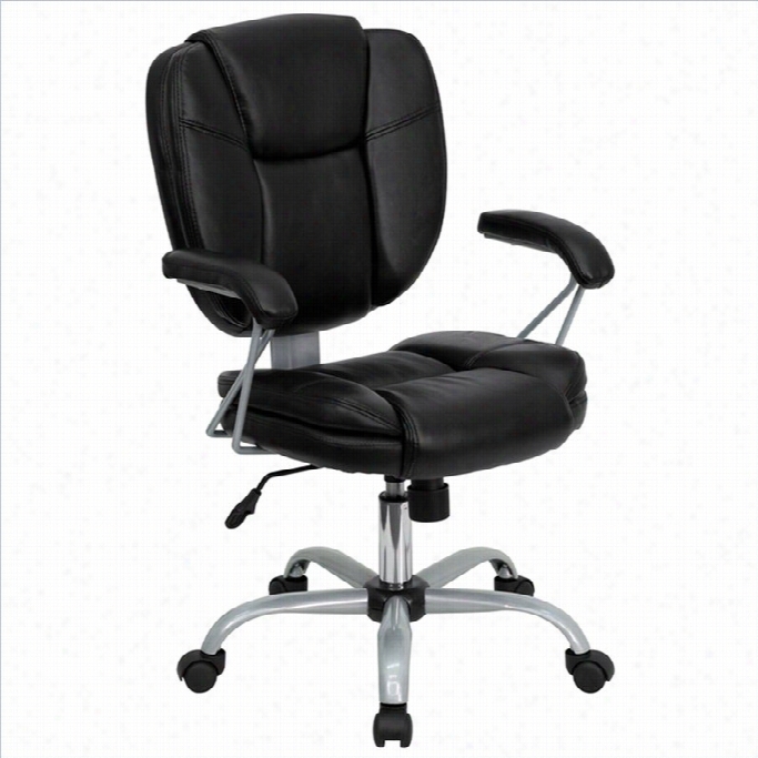 Flash Furniture Mid Back Leather Employment And Comluter Work Chair In Black