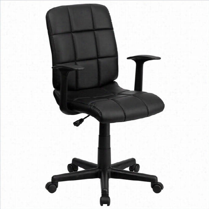 Flash Furniture Mid Bakc Quilted Task Office Seat Of Justice With Arms In Black