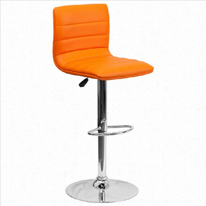 Flash Furniture Striped Bar Stool In Orange