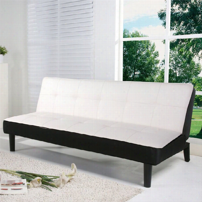 Gold Sparrow Columbus Faux Leather Convertible Sofa In White And Black