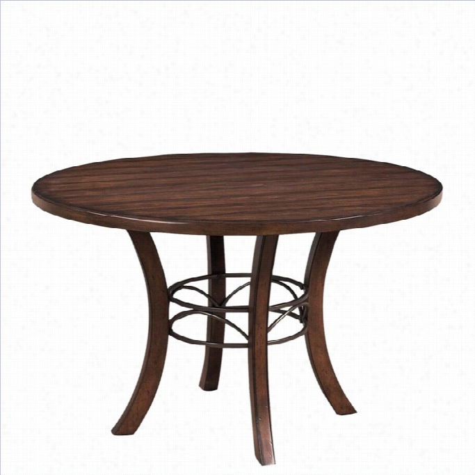 Hills Dale Cameron Round Wood Dining Table With Metal Ring