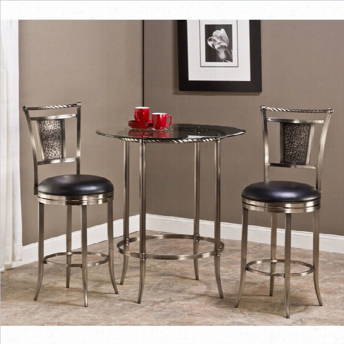 Hillsdale Parkkside 3 Piecee Pub Table Set In Antique Pewter