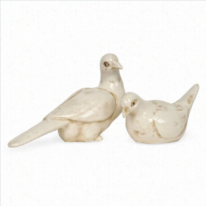 Imax Corpration Doves In Cream (set Of 2)