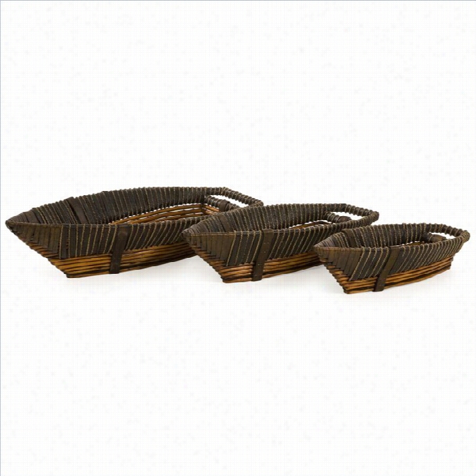 Imax Corporation Hampton Boat Willow Trays (set Of 3)