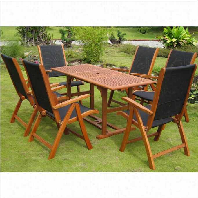 Internationl Acaravan Berga 7 Piece Wood Patio Dining Set In Natural