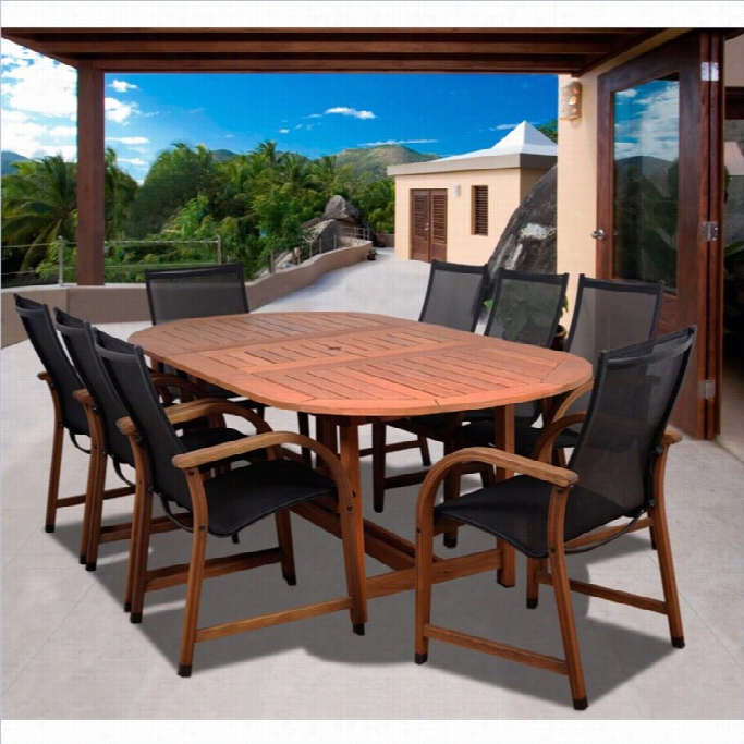 Inteerbational Home Bahamas 9 Piece Wood Patio Dining Set In Eucalyptus