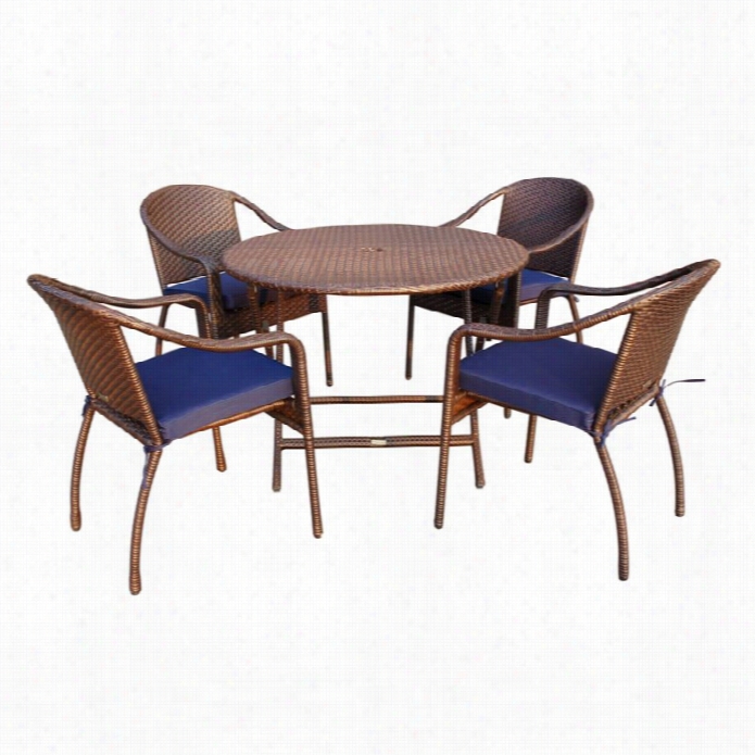 Jeco 5 Piece Wiiccker Table Dining S In Blue