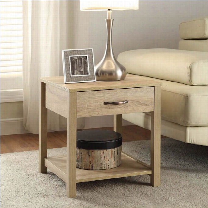 Linon Aspen End Table In Blonde Finish