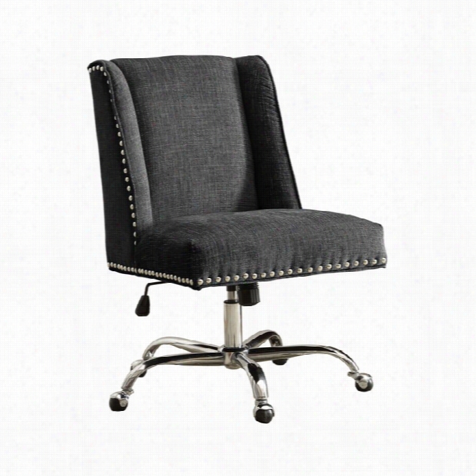 Linon Draper Armless Upholstered Office Chair In Charcoal