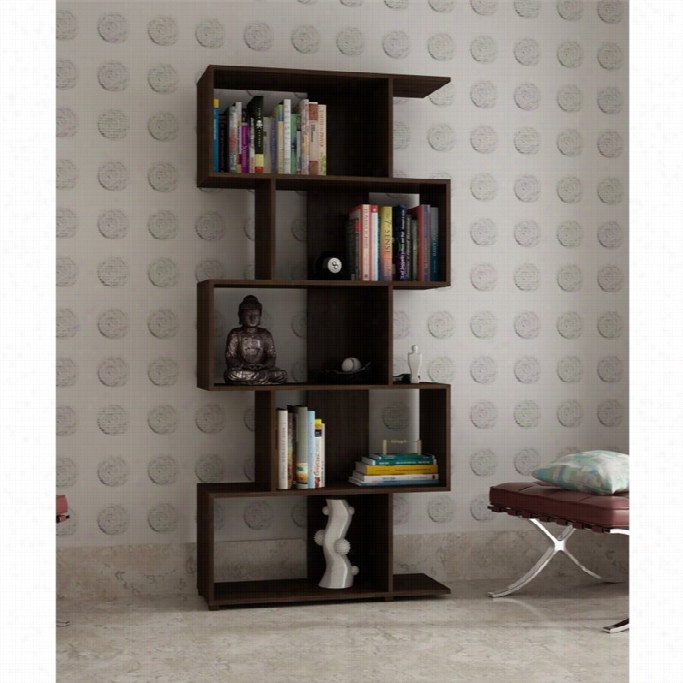 M Anhattan Comfort Petrolina 5 Shelf Bookcase In Tobacco