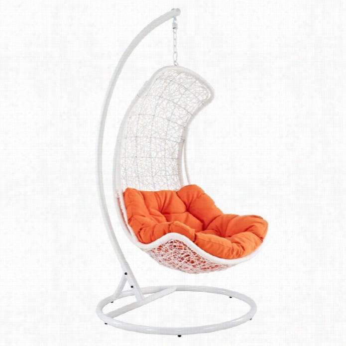 Modway Endow Patio Swing Chair In Whkte And Orange