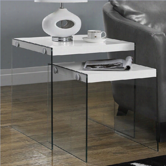 Monarch 2 Pieece Nesting Table Set In Glossy White