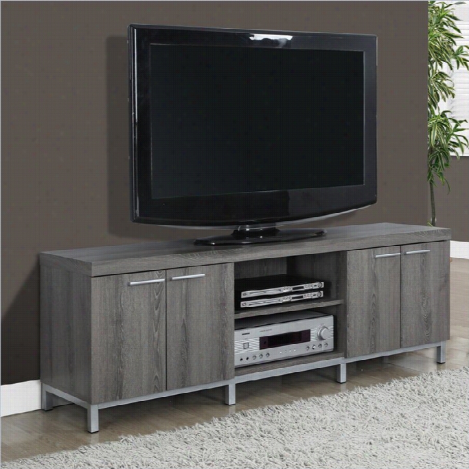 Monrach 60 Tv Console In Dark Taupe With 2 Storage Cqbinet