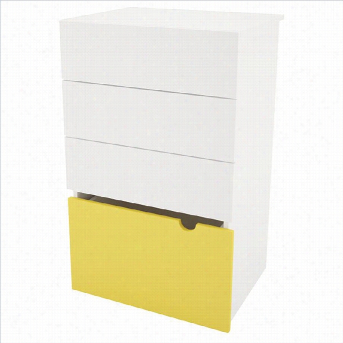 Nexerataxi 3-rawer Ches T With Mobile Storage Leat In White And Yellow