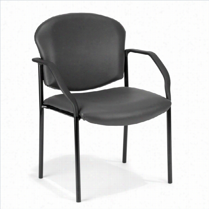 Ofm Manor  Series Anti-bacterial Reception Chair With Arms In Dark Gray