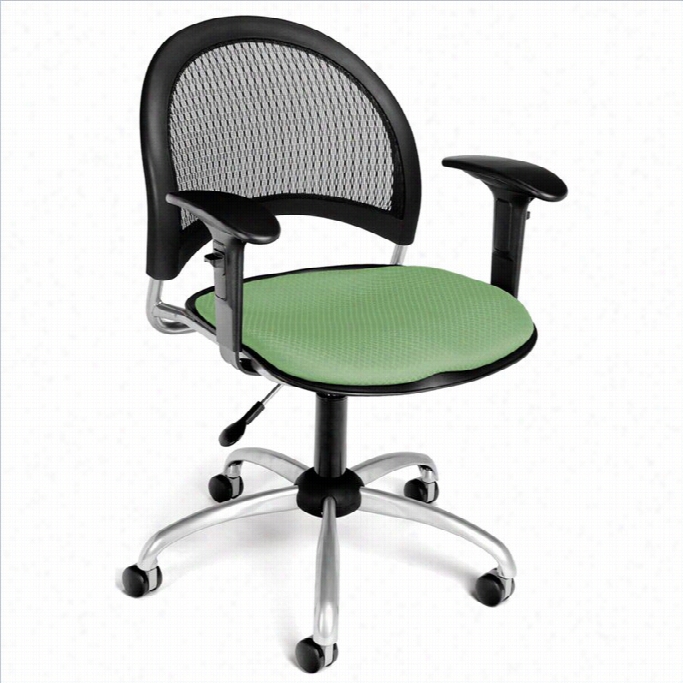 Ofm Moon Swivel Office Chair With Arms In Sage Green