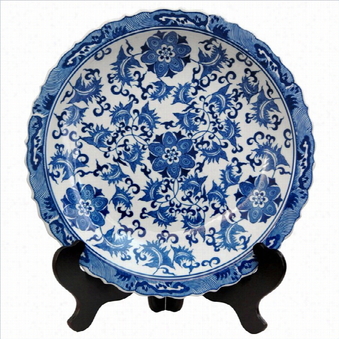 Ori Entall Furniture 14 Floral Palte In Blue And White