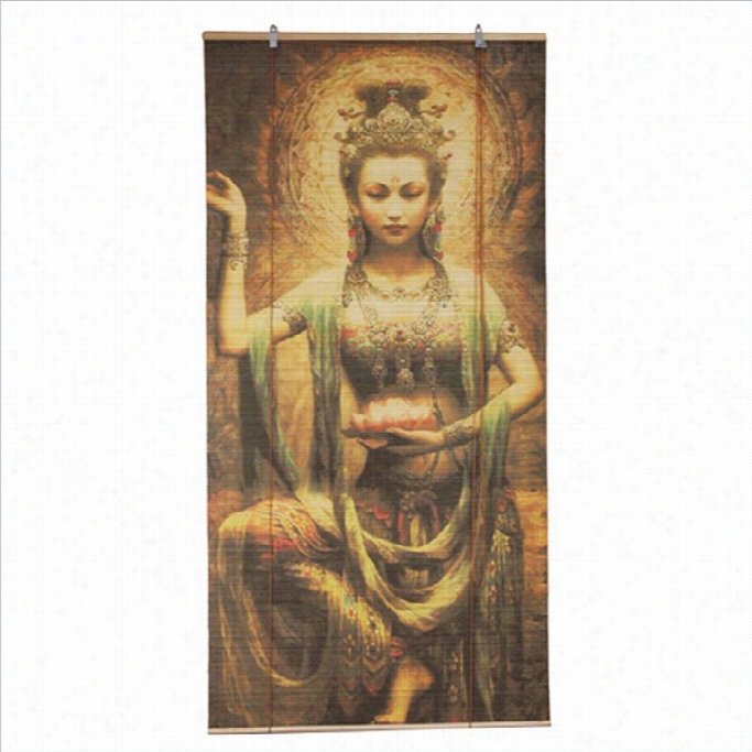 Oriental Furniture Kwan Yin With Lotus Blinds In Mylticolor-36 Inches