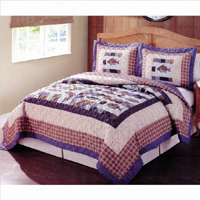 Pem America Swimming Up Stream Multicolor Quilt Set-twin