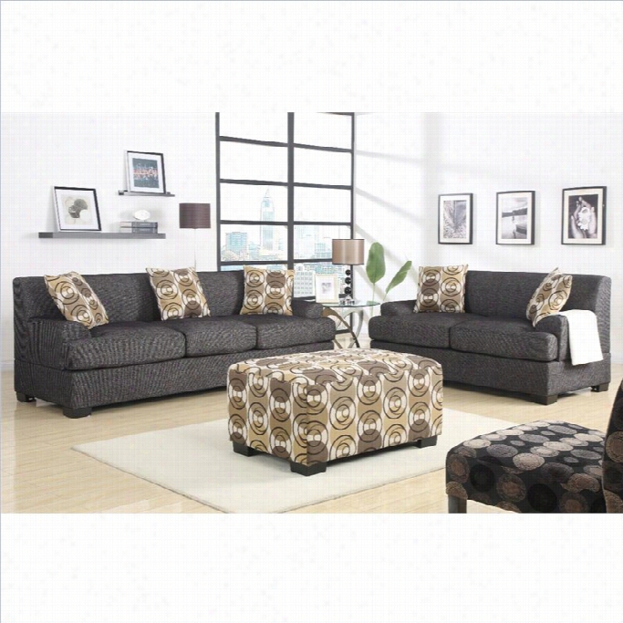 Poundex  Benford Faux Lien Sofa And Loveaeat In Ash Murky