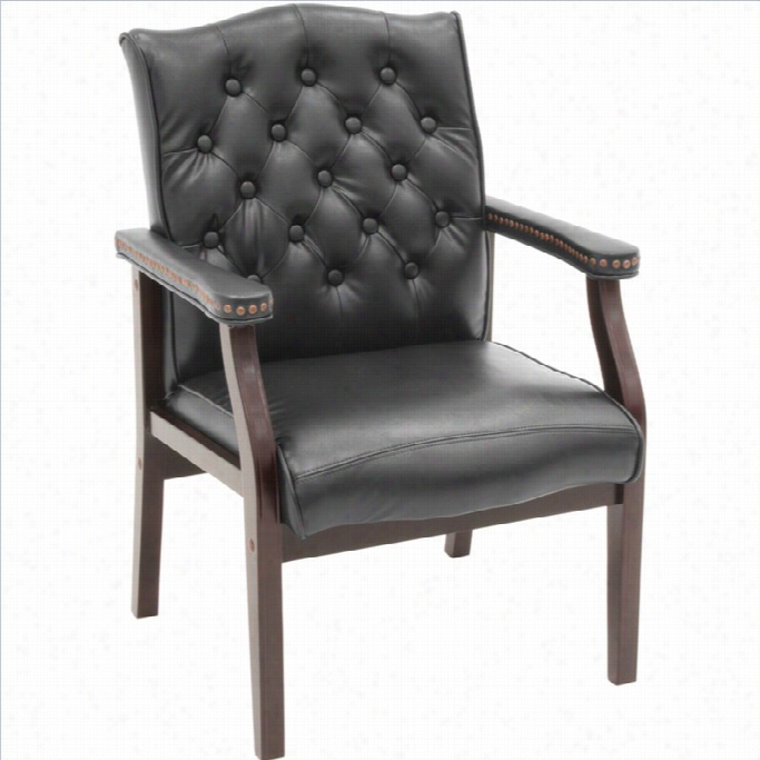 Regency Traditional Button Tufted Ivy League Side Guest Chair In Black