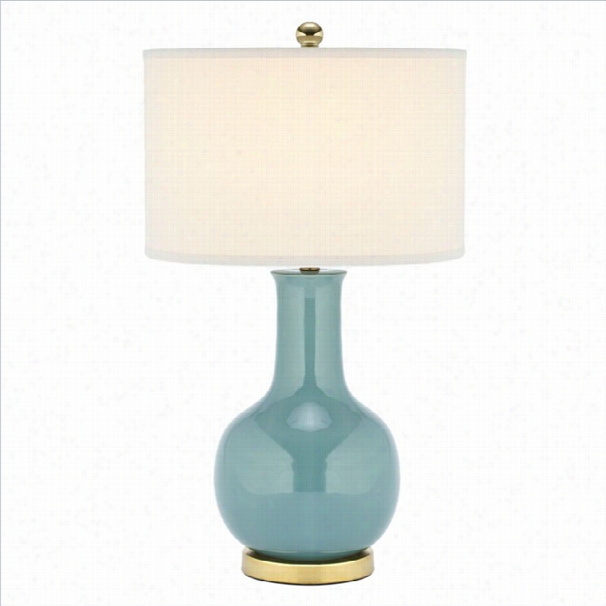 Safavieh Judy Ceramic Light Blue Lamp With White Shade