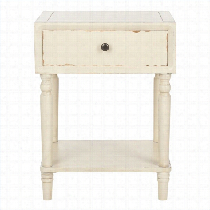 Safavieh Siobhan Poplar Wood Night Table In Distressed Vanilla