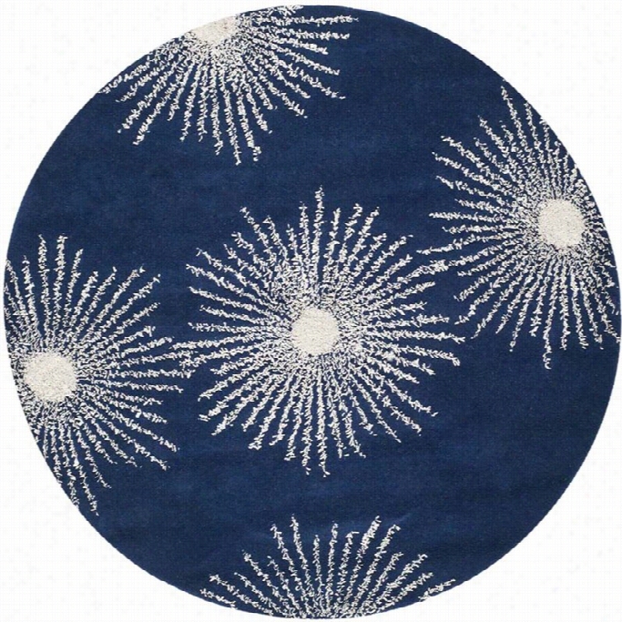 Safavieh Soho Round Rug In Dark Blue / Ivory